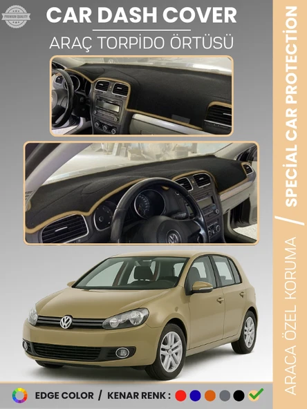 VOLKSWAGEN GOLF 6 (2008-2012) Torpido Örtüsü Ön Göğüs Koruma Tam Uyum UV Koruma ürün görseli 1