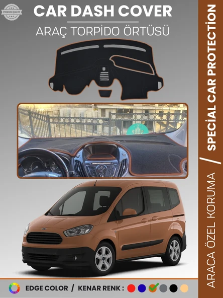FORD COURİER (2013-2020) EKRANLI Torpido Örtüsü Torpido Koruma Tam Uyum Çatlamayı Önler Kolay Montaj ürün görseli 1