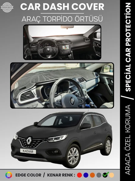 RENAULT KADJAR (2015-2022) Torpido Örtüsü Ön Göğüs Koruma Torpido Koruma Araca Özel Tam Uyum Kaymaz ürün görseli 1