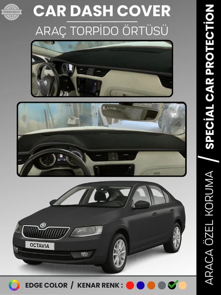 SKODA OCTAVIA A7 (2013-2019) Torpido Örtüsü Ön Göğüs Halı Torpido Koruma Tam Uyum Kaymaz UV Koruma ürün görseli 1