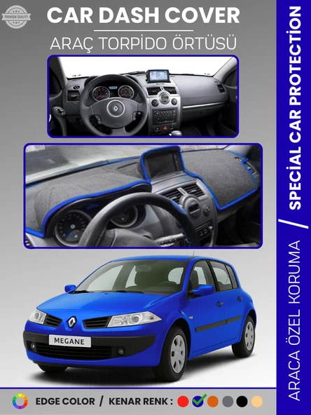 RENAULT MEGANE 2 NAVİGASYONLU BÜYÜK EKRAN (2003-2009) Torpido Örtüsü Ön Göğüs Halı Torpido Koruma ürün görseli 1