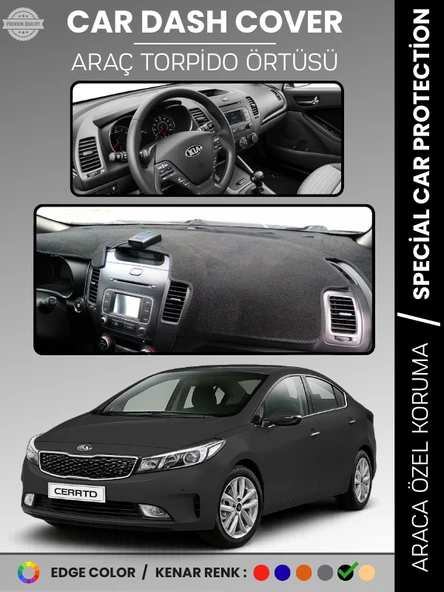 KİA CERATO (2012-2019) Torpido Örtüsü Ön Panel Torpido Koruma Tam Uyum Tam Uyum Kaymaz Kolay Montaj ürün görseli 1