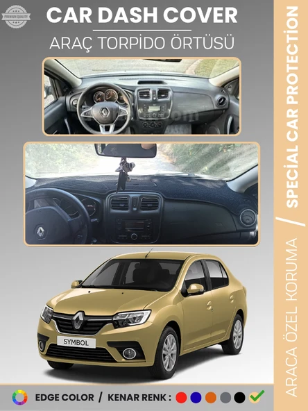 RENAULT SYMBOL 3 SAKLAMA GÖZSÜZ (2013-2021) Torpido Örtüsü Ön Göğüs Halı Torpido Koruma Tam Uyum ürün görseli 1