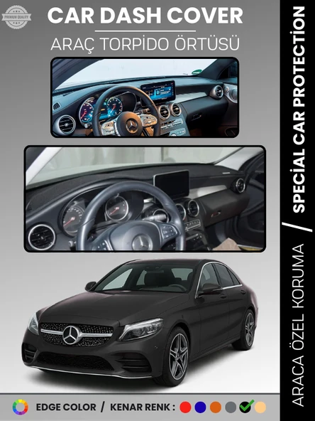 MERCEDES C-CLASS W205 (2014-2020) Torpido Örtüsü Premium Kalite Torpido Koruma Özel Kesim UV Koruma ürün görseli 1