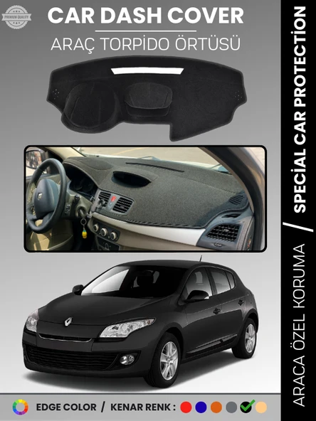 RENAULT MEGANE 3 NAVİGASYONSUZ (2009-2016) Torpido Örtüsü Ön Göğüs Koruma Torpido Koruma Araca Özel ürün görseli 1