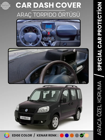 FIAT DOBLO (2000-2008) DOUBLE EKRAN AIRBAGSİZ Torpido Örtüsü Ön Göğüs Koruma Araca Özel Tam Uyum ürün görseli 1