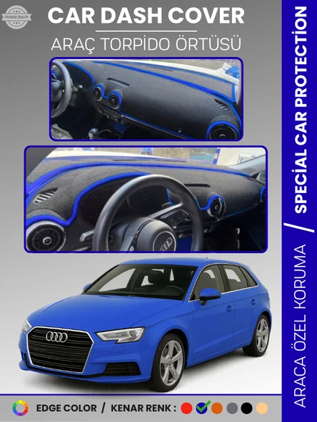 AUDİ A3 (2013-2020) Torpido Örtüsü Ön Göğüs Koruma Torpido Koruma Araca Özel Kaymaz Kolay Montaj ürün görseli 1