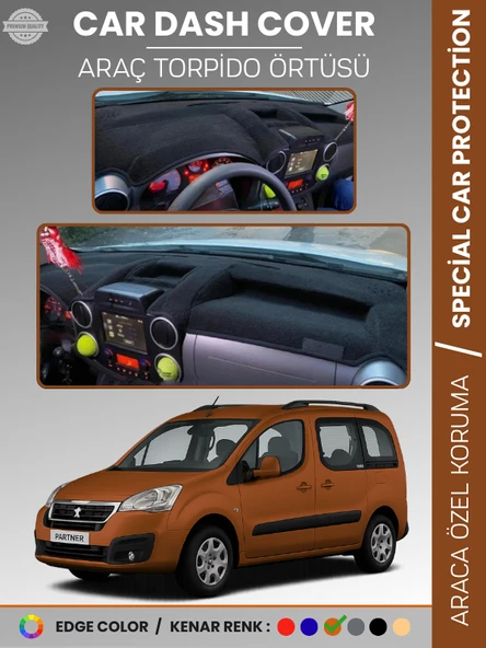 Peugeot PARTNER (2015-2020) Torpido Örtüsü Panel Koruma Torpido Koruma Tam Uyum Kaymaz Özel Kesim ürün görseli 1