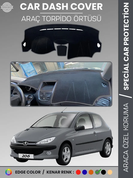 PEUGEOT 206 MAKYAJLI KASA (2003-2009) Torpido Örtüsü Ön Göğüs Torpido Koruma Birebir Uyum Kaymaz ürün görseli 1