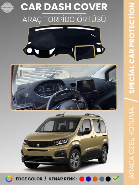 PEUGEOT RİFTER (2018-2025) Torpido Örtüsü Ön Göğüs Koruma Torpido Koruma Tam Uyum Kaymaz Özel Kesim ürün görseli 1