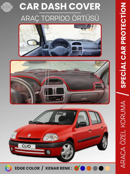 RENAULT CLIO 2 EKRANLI (2001-2012) Torpido Örtüsü Ön Göğüs Koruma Torpido Koruma Araca Özel ürün görseli 1