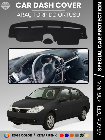 RENAULT SYMBOL 2 AIRBAGLI (2008-2013) Torpido Örtüsü Ön Göğüs Koruma Torpido Koruma Birebir Uyum ürün görseli 1