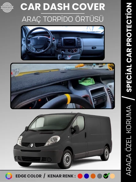 RENAULT TRAFIC 2 (2001-2014) Torpido Örtüsü Ön Göğüs Koruma Torpido Koruma Tam Uyum Çatlamayı Önler ürün görseli 1