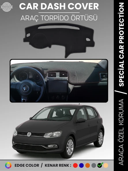 VOLKSWAGEN POLO (2009-2019) Torpido Örtüsü Ön Göğüs Koruma Torpido Koruma Tam Uyum Kaymaz Özel Kesim ürün görseli 1