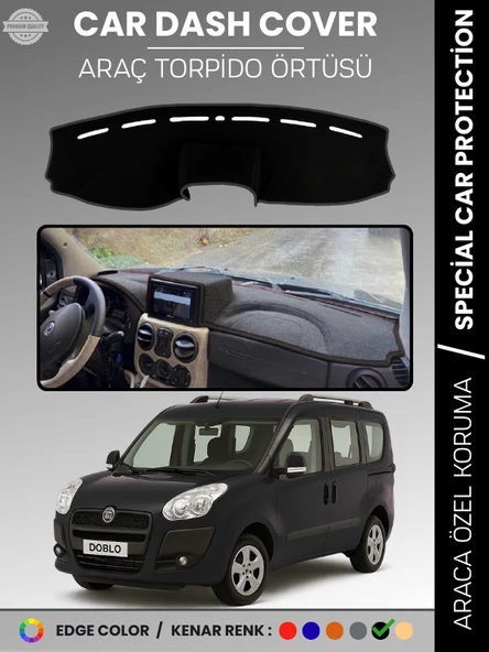 FIAT DOBLO (2008-2013) DOUBLE EKRAN AIRBAGLİ Torpido Örtüsü Ön Göğüs Koruma Araca Özel Tam Uyum ürün görseli 1