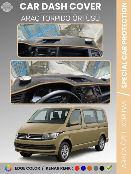 VOLKSWAGEN TRANSPORTER T6 (2015-2020) Torpido Örtüsü Ön Göğüs Koruma Torpido Koruma Tam Uyum ürün görseli 1
