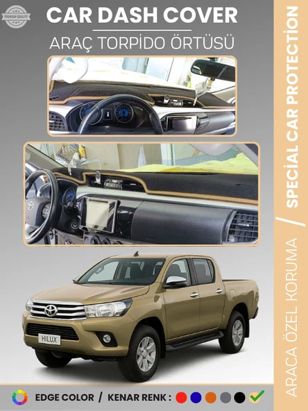 TOYOTA HILUX REVO (2015-2020) Torpido Örtüsü Ön Göğüs Koruma Araca Özel UV Koruma ürün görseli 1