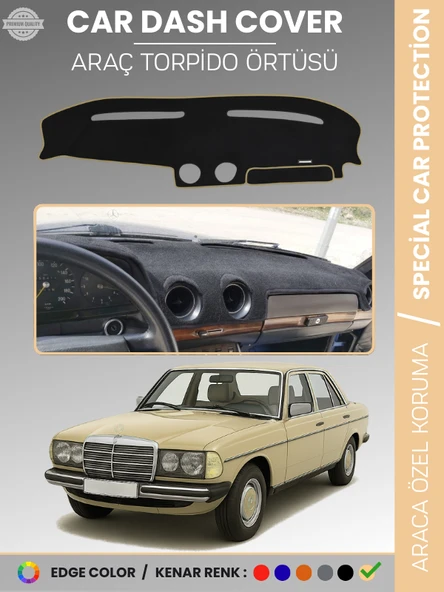 MERCEDES E SERİSİ W123 (1976-1985) Torpido Örtüsü Premium Kalite Torpido Koruma Özel Kesim UV Koruma ürün görseli 1