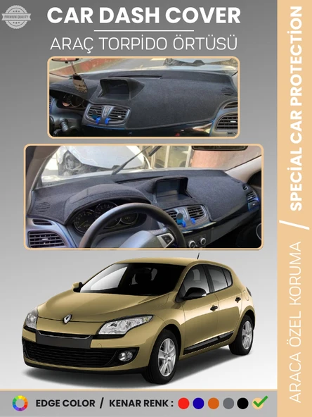 RENAULT MEGANE 3 NAVİGASYONLU BUYUK EKRANLI (2008-2015)  Torpido Örtüsü Ön Göğüs Torpido Koruma ürün görseli 1