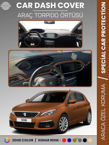 PEUGEOT 308 (2020+) Torpido Örtüsü Ön Göğüs Koruma Torpido Koruma Birebir Uyum Kaymaz Özel Kesim ürün görseli 1
