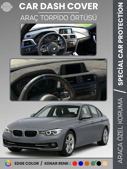 Bmw F30 (2013-2019) Torpido Örtüsü Ön Göğüs Koruma Torpido Koruma Araca Özel Kaymaz Kolay Montaj ürün görseli 1