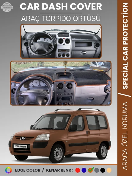 PEUGEOT PARTNER (2002-2008) Torpido Örtüsü Panel Koruma Torpido Koruma Tam Uyum Kaymaz Özel Kesim ürün görseli 1