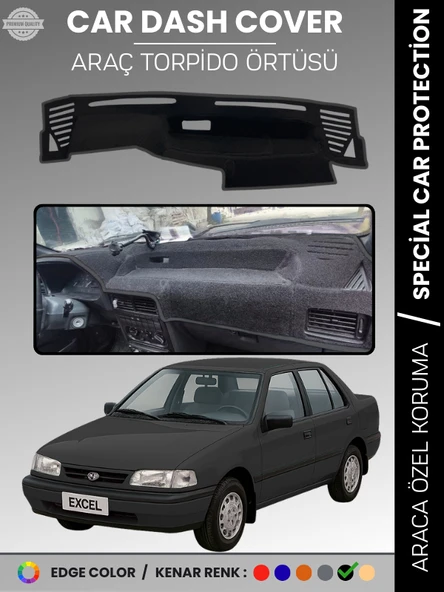 HYUNDAİ EXCEL (1989-1994) Torpido Örtüsü Göğüs Koruma Araca Özel UV Koruma Kolay Montaj ürün görseli 1