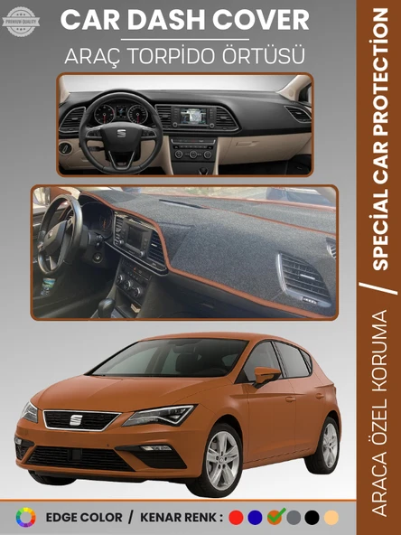 SEAT LEON (2013-2020) Torpido Örtüsü Ön Göğüs Halı Torpido Koruma Birebir Uyum Kaymaz UV Koruma ürün görseli 1