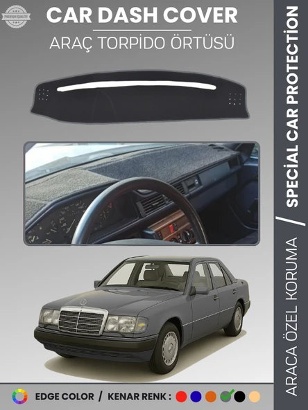 MERCEDES E SERİSİ W124 (1984-1995) Torpido Örtüsü Premium Kalite Torpido Koruma Özel Kesim UV Koruma ürün görseli 1