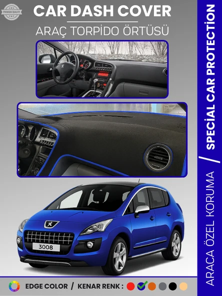 PEUGEOT 3008 (2011-2014) Torpido Örtüsü Panel Koruma Torpido Koruma Birebir Uyum Kaymaz Özel Kesim ürün görseli 1