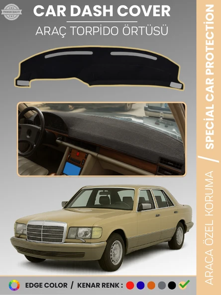 MERCEDES S CLASS W126 (1979-1991) Torpido Örtüsü Premium Kalite Torpido Koruma Özel Kesim UV Koruma ürün görseli 1