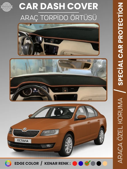 SKODA OCTAVIA A7 (2013-2019) Torpido Örtüsü Ön Göğüs Halı Torpido Koruma Tam Uyum Kaymaz UV Koruma ürün görseli 1