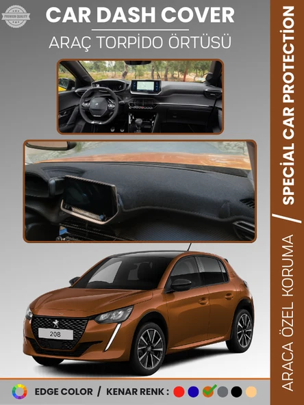 PEUGEOT 208 (2019-2025) Torpido Örtüsü Ön Göğüs Koruma Torpido Koruma Birebir Uyum Kaymaz Özel Kesim ürün görseli 1