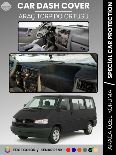 VOLKSWAGEN TRANSPORTER T4 (1990-2003) Torpido Örtüsü Ön Göğüs Koruma Torpido Koruma Tam Uyum Kaymaz ürün görseli 1