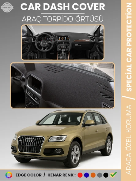 AUDİ Q5 (2008-2017) Torpido Örtüsü Ön Göğüs Koruma Torpido Koruma Araca Özel Kaymaz Kolay Montaj ürün görseli 1