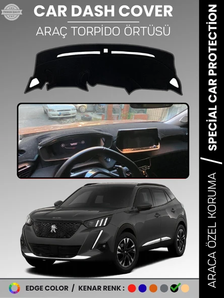 PEUGEOT 2008 (2019-2021) Torpido Örtüsü Panel Koruma Torpido Koruma Birebir Uyum Kaymaz Özel Kesim ürün görseli 1