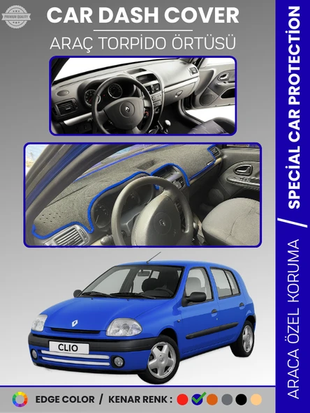 RENAULT CLIO 2 EKRANLI + ÇUKURLU (2001-2012) Torpido Örtüsü Ön Göğüs Koruma Torpido Koruma ürün görseli 1