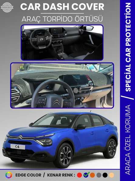 CITROEN C4 (2020-2025) Torpido Örtüsü Ön Göğüs Koruma Araca Özel Çatlamayı Önler Kaymaz Kolay Montaj ürün görseli 1