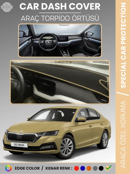 SKODA OCTAVIA A8 (2020-2024) Torpido Örtüsü Ön Göğüs Halı Torpido Koruma Tam Uyum Kaymaz UV Koruma ürün görseli 1