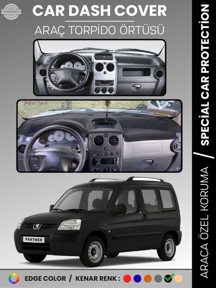 PEUGEOT PARTNER (2002-2008) Torpido Örtüsü Panel Koruma Torpido Koruma Tam Uyum Kaymaz Özel Kesim ürün görseli 1