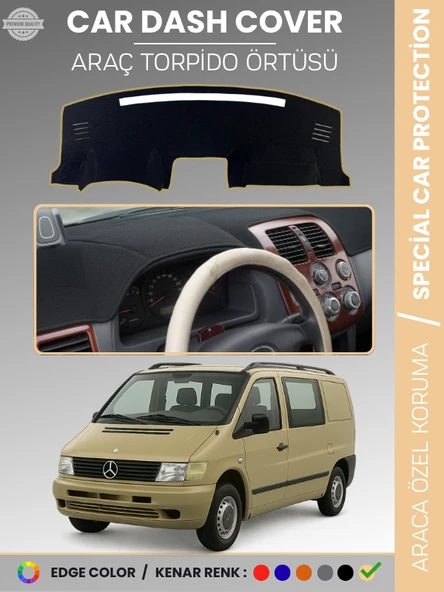 MERCEDES VITO W638 (1996-2003) Torpido Örtüsü Premium Kalite Torpido Koruma Özel Kesim UV Koruma ürün görseli 1