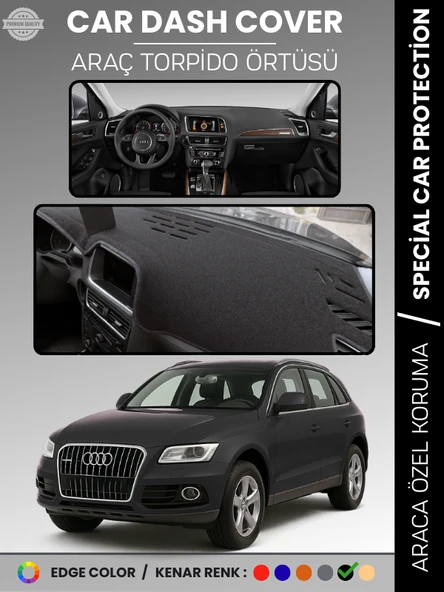 AUDİ Q5 (2008-2017) Torpido Örtüsü Ön Göğüs Koruma Torpido Koruma Araca Özel Kaymaz Kolay Montaj ürün görseli 1