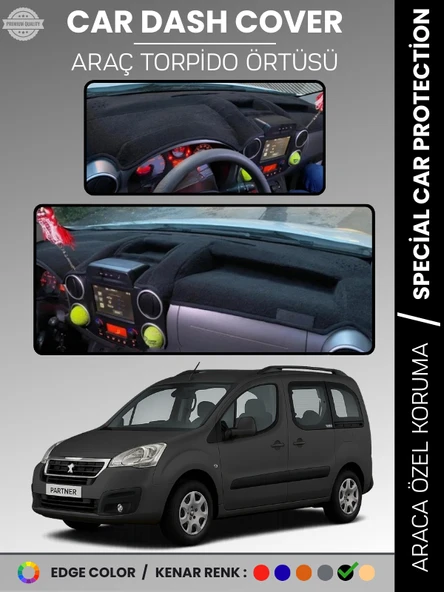 Peugeot PARTNER (2015-2020) Torpido Örtüsü Panel Koruma Torpido Koruma Tam Uyum Kaymaz Özel Kesim ürün görseli 1
