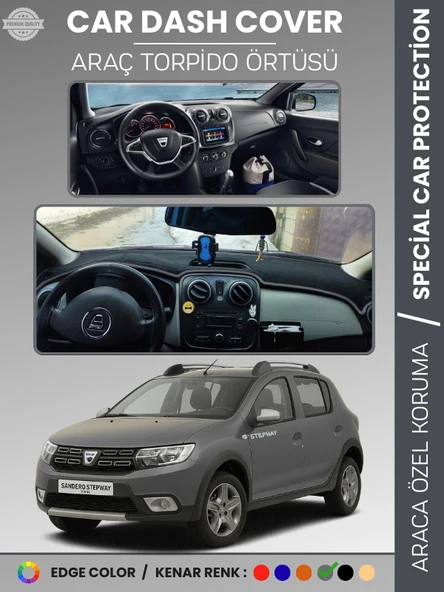 DACIA SANDERO STEPWAY (2015-2021) Torpido Örtüsü Ön Göğüs Koruma  Tam Uyum Kaymaz Kolay Montaj ürün görseli 1