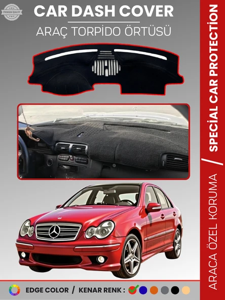 MERCEDES C CLASS W203 (2000-2007) Torpido Örtüsü Premium Kalite Torpido Koruma Özel Kesim UV Koruma ürün görseli 1