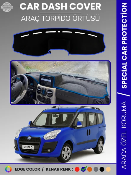 FIAT DOBLO (2008-2013) DOUBLE EKRAN AIRBAGLİ Torpido Örtüsü Ön Göğüs Koruma Araca Özel Tam Uyum ürün görseli 1
