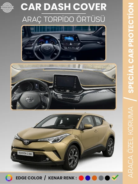 TOYOTA C-HR (2016-2022) Torpido Örtüsü Ön Göğüs Koruma Araca Özel Çatlamayı Önler Kaymaz ürün görseli 1