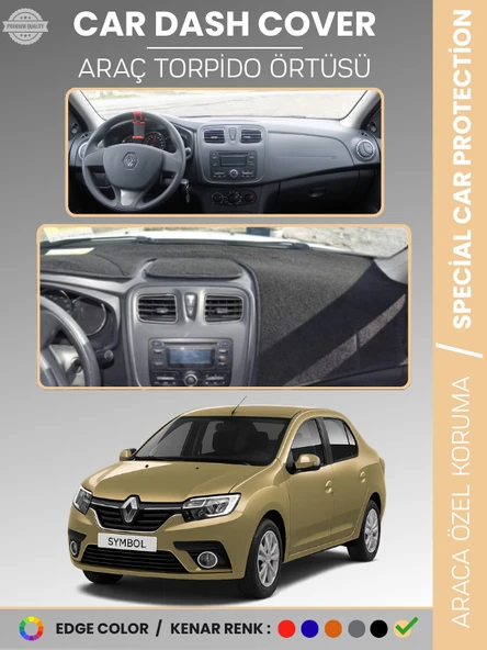 RENAULT SYMBOL 3 ÜST SAKLAMA GÖZLÜ (2013-2021) Torpido Örtüsü Ön Göğüs Halı Torpido Koruma Tam Uyum ürün görseli 1