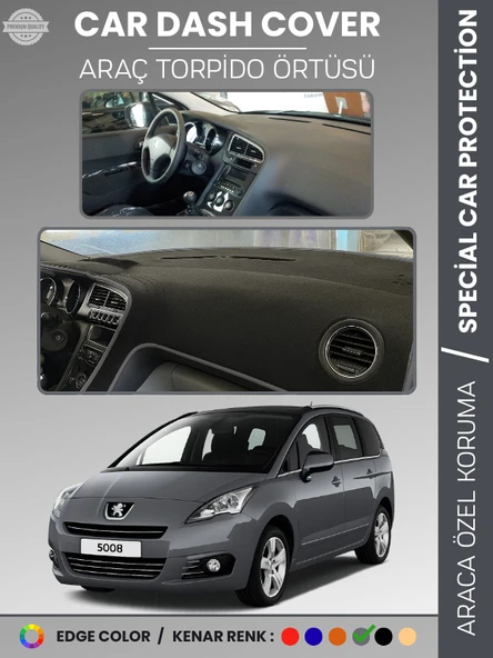 PEUGEOT 5008 (2011-2014) Torpido Örtüsü Panel Koruma Torpido Koruma Tam Uyum Kaymaz Özel Kesim ürün görseli 1