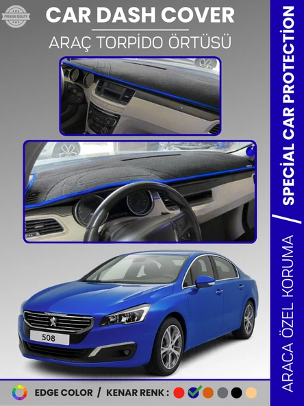 PEUGEOT 508 (2011-2018) Torpido Örtüsü Ön Göğüs Koruma Torpido Koruma Birebir Uyum Kaymaz Özel Kesim ürün görseli 1
